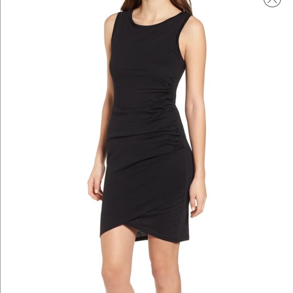 Black tank ruched dress